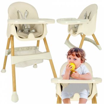 Scaun de masa pentru bebelusi pliabil cu loc de depozitare Cream ieftin