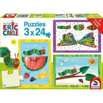 Schmidt Spiele The Very Hungry Caterpillar: Caterpillar-Cocoon-Butterfly, Puzzle (3x 24 pieces)
