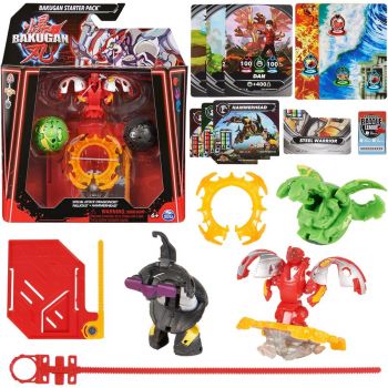 Spin Master Bakugan 2023 Starter Pack with 3 Bakugan, skill game (incl. 1 Special Attack Dragonoid, 2 Core Balls (Nillious and Hammerhead))