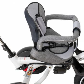 Tricicleta pentru copii cu scaun rotativ 360 si control parental Trike Fix V3 Grey la reducere