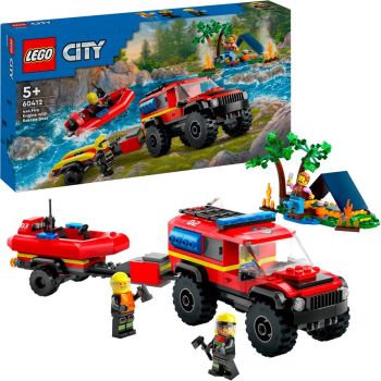 Jucarie 60412 City fire off-road vehicle with rescue boat, construction toy