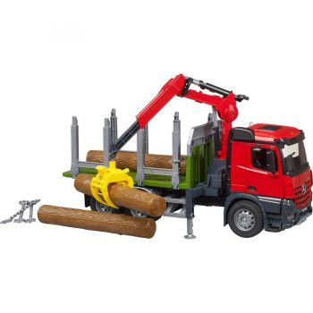 Jucarie Mercedes Benz Arocs timber transport truck, model vehicle (with loading crane, gripper and 3 tree trunks)