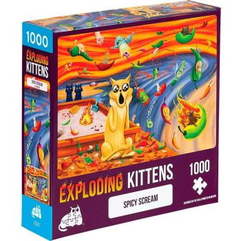Jucarie Puzzle Exploding Kittens - Spicy Scream (1000 pieces)