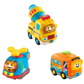 Jucarie Tut Tut Baby Flitzer - Set of 3 Coach, Helicopter, Concrete Mixer, Toy Vehicle ieftina