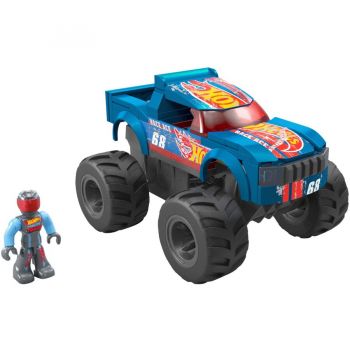 Mattel MEGA Hot Wheels Smash-and-Crash Race Ace Monster Truck Construction Toy