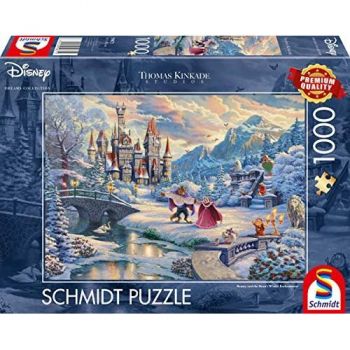 Schmidt Spiele Thomas Kinkade Studios: Disney - Beauty and the Beast, Magical Winter Evening (Limited Christmas Edition, 1000 pieces)