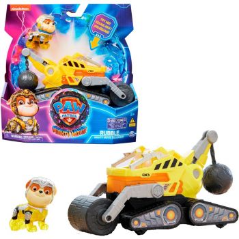 Spin Master Paw Patrol Mighty movie - basic vehicle from Rubble with puppy figure, toy vehicle