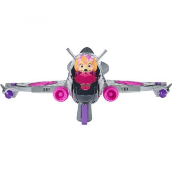 Spin Master Paw Patrol: The Mighty Movie, Skye's Deluxe Superhero Jet incl. Skye Figure, Toy Vehicle (Silver/Pink)