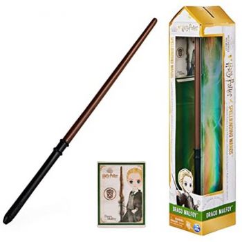Spin Master Wizarding World Harry Potter Draco Malfoy Spellbinding Wand Role Play (Brown/Black with Spell Card)