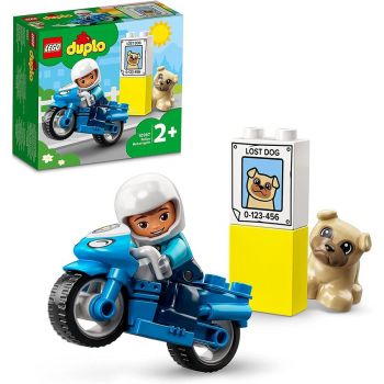 Jucarie 10967 DUPLO Police Motorbike Construction Toy (Police Toy for Toddlers Aged 2+, Ideal Motor Skills Toy for Babies, Toy Motorbike)