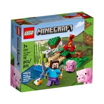 Jucarie 21177 Minecraft The Creeper's Ambush Construction Toy (Steve, Pig and Chick Figures Toy Set, Kids Toys 7+ with Minifigures)