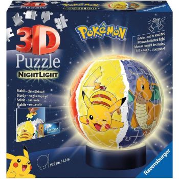 Jucarie 3D Puzzle Ball Night Light Pokemon (72 pieces)