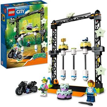 Jucarie 60341 City Stuntz Knockdown Challenge Construction Toy (Includes Motorbike and Stunt Racer Minifigure)