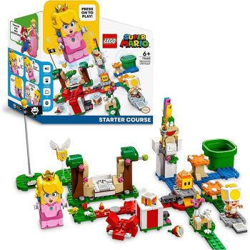 Jucarie 71403 Super Mario Adventures with Peach Starter Set Construction Toy (Buildable Toy with Interactive Princess Figure, Yellow Toad and Lemmy)