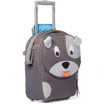 Jucarie childrens suitcase Hugo dog, trolley (grey)