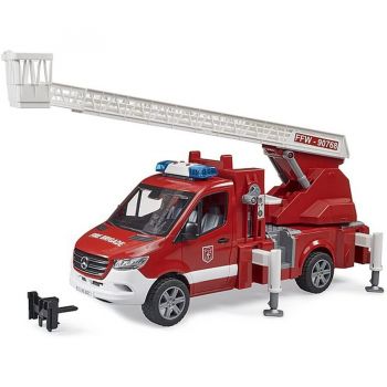 Jucarie MB Sprinter fire brigade with light & sound module, model vehicle (red/white, turntable ladder, pump)