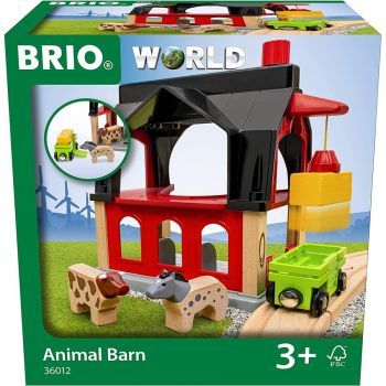 Jucarie World animal barn with hay wagon, play building