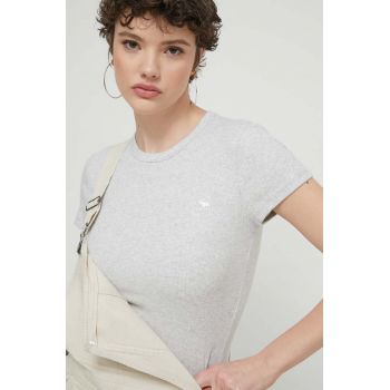 Abercrombie & Fitch tricou femei, culoarea gri