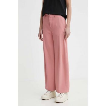 Drykorn pantaloni DESK femei, culoarea roz, drept, high waist, 130014 80754