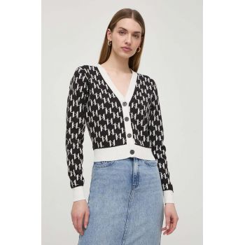 Karl Lagerfeld cardigan femei, culoarea negru, light de firma original