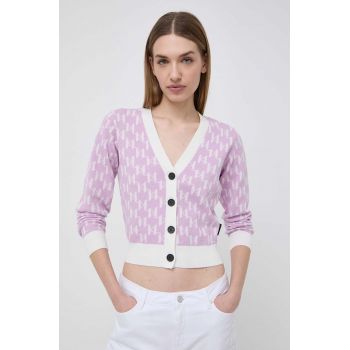 Karl Lagerfeld cardigan femei, culoarea violet, light de firma original