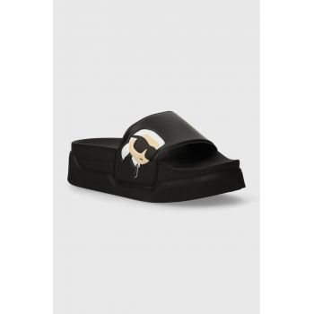 Karl Lagerfeld papuci KONDOMINIUM femei, culoarea negru, cu platforma, KL88808N