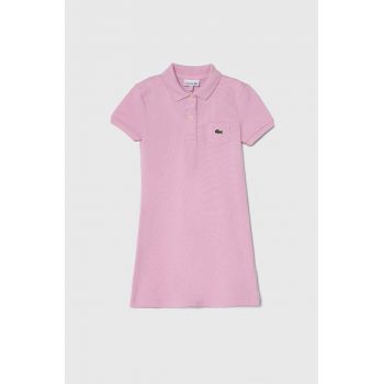 Lacoste rochie din bumbac pentru copii culoarea roz, mini, drept