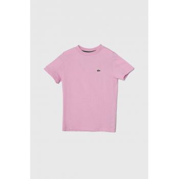 Lacoste tricou de bumbac pentru copii culoarea roz
