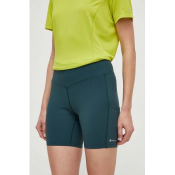 Montane pantaloni scurti sport Ineo Lite femei, culoarea verde, neted, high waist, FINLS17