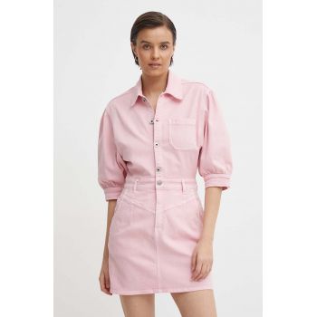 Pepe Jeans rochie GRACIE culoarea roz, mini, evazată, PL953518