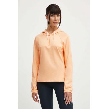 Roxy hanorac de jogging Pure Pursuit culoarea portocaliu, cu glugă, neted, ERJKT04133 ieftin