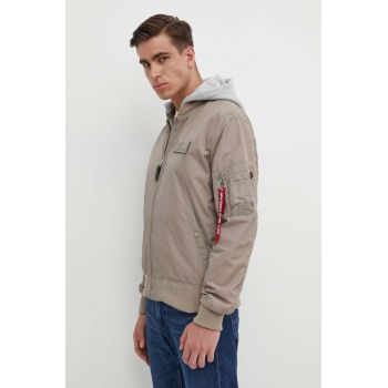 Alpha Industries geaca MA-1 TT Hood barbati, culoarea bej, de tranzitie de firma originala