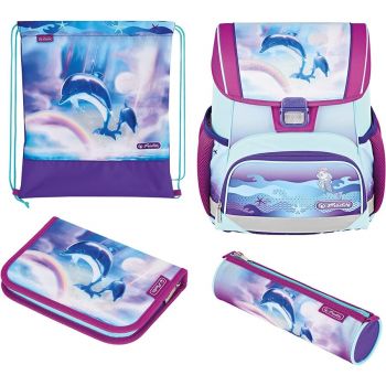 Jucarie Loop Plus Ocean in Heaven, school bag (purple/light blue, incl. 16-piece pencil case, pencil case, sports bag)
