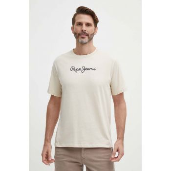 Pepe Jeans tricou din bumbac Eggo barbati, culoarea gri, cu imprimeu