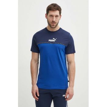 Puma tricou din bumbac bărbați, culoarea bleumarin, cu imprimeu 673341 ieftin