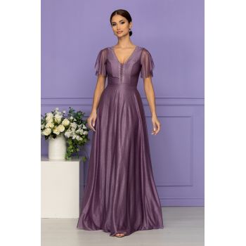 Rochie de ocazie din voal cu glitter Atlanta Lila
