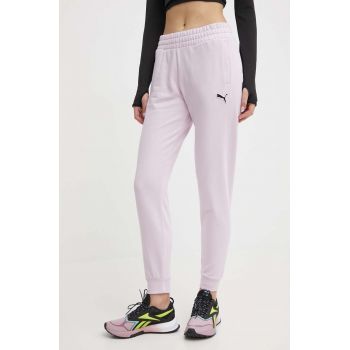 Puma pantaloni de trening din bumbac BETTER ESSENTIALS culoarea violet, uni 675989 de firma original