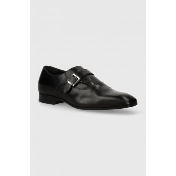 Karl Lagerfeld pantofi de piele SAMUEL barbati, culoarea negru, KL12314 de firma originali