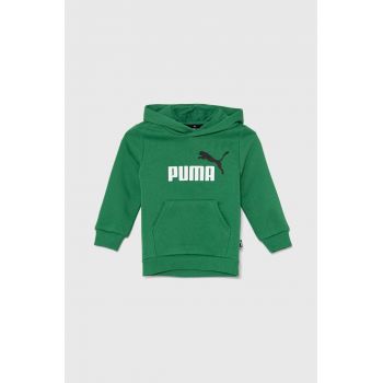 Puma bluza copii culoarea verde, cu glugă, cu imprimeu