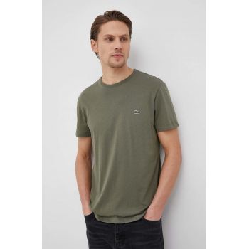 Lacoste tricou din bumbac culoarea verde, uni TH2038-166 de firma original