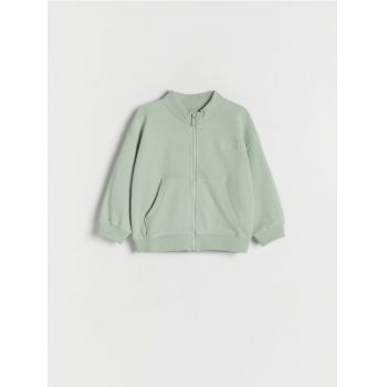 Reserved - Bluză sport din bumbac, cu broderie - verde-pal de firma original