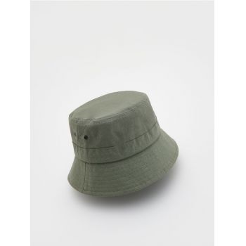 Reserved - Bucket hat din bumbac - verde-oliv