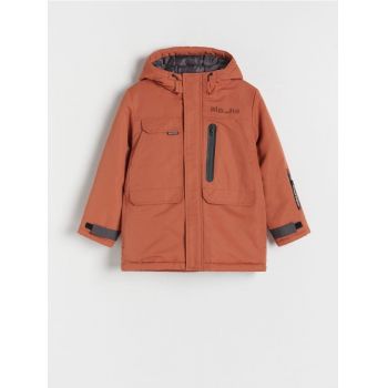 Reserved - Jachetă căptușită, cu glugă - maro ieftina