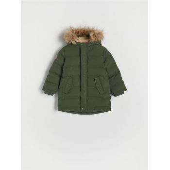 Reserved - Jachetă căptușită, cu glugă - verde