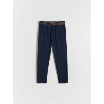 Reserved - Pantaloni chino cu curea - bleumarin