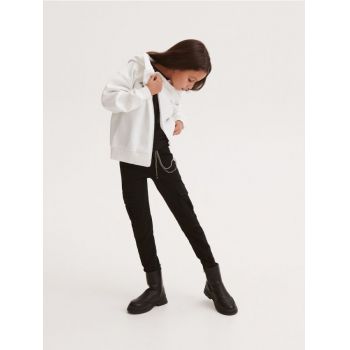 Reserved - Pantaloni cu conținut ridicat de bumbac și detaliu din lanț - negru