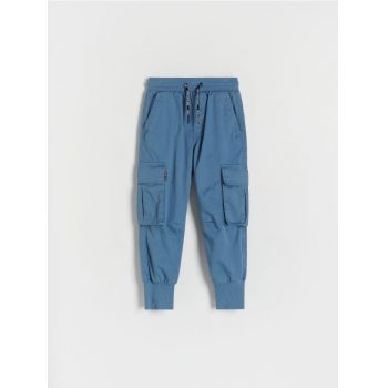 Reserved - Pantaloni jogger cargo din stofă - albastru