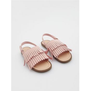 Reserved - Sandale cu franjuri - roz-pastel