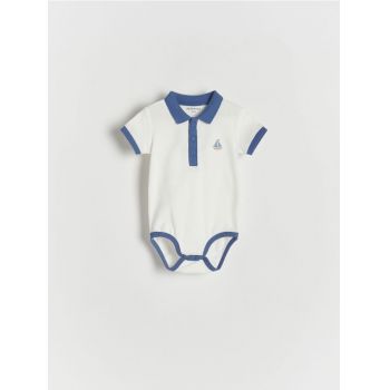 Reserved - Body polo, din bumbac - crem