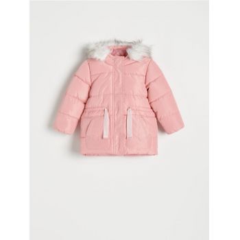 Reserved - Jachetă căptușită, cu glugă - roz-pudră
